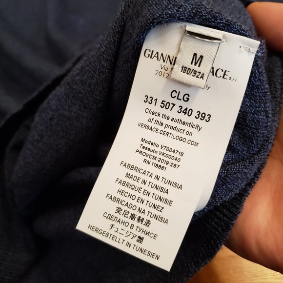 Versace Collection Blue Logo Crewneck Wool Sweater - Picture 4 of 6